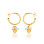 Aqua Chalcy, Pearl with Round Disc Hoop Earrings - La Vitá Jewels