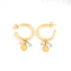 Aqua Chalcy, Pearl with Round Disc Hoop Earrings - La Vitá Jewels