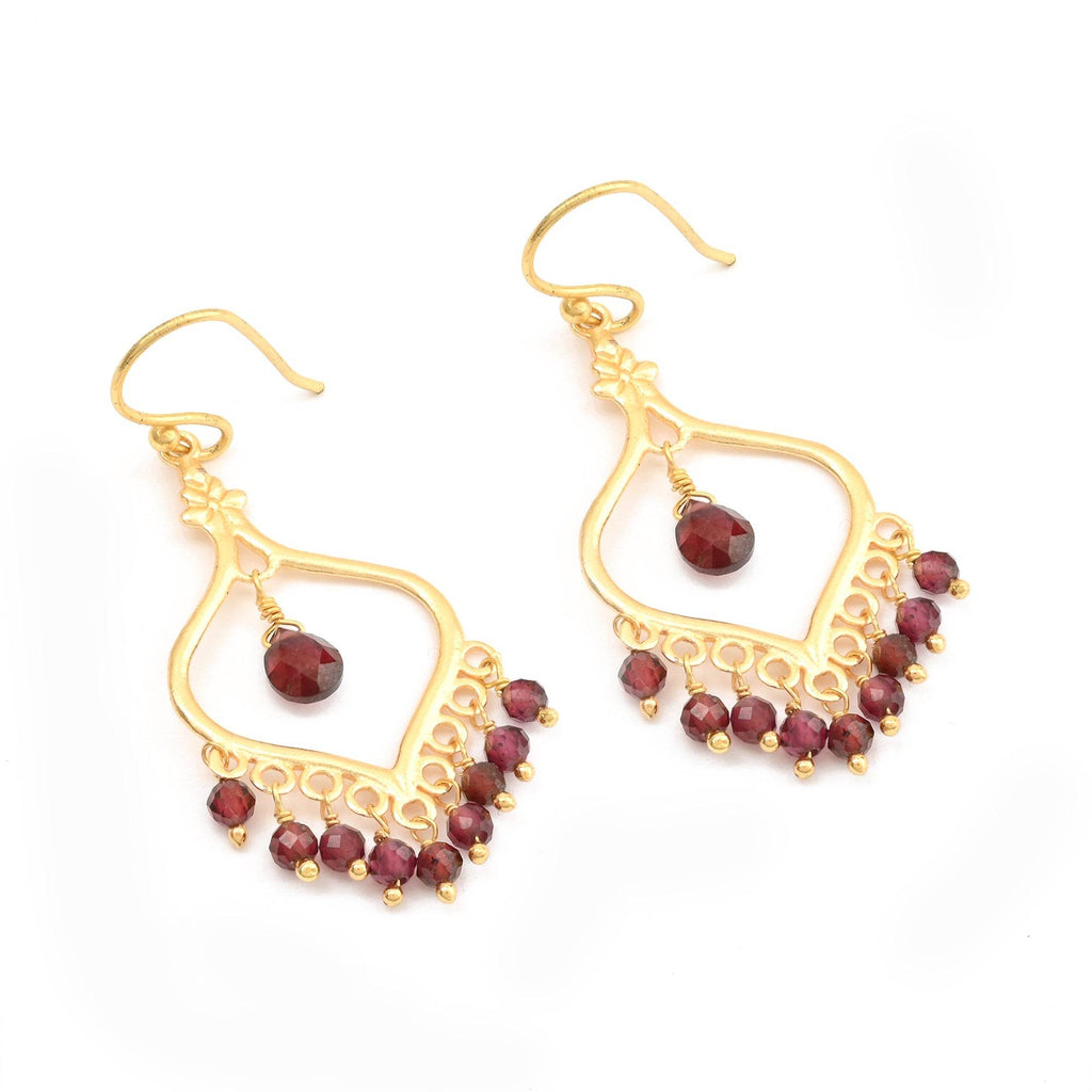 Majestic Garnet Gemstone Fringe Earring - La Vitá Jewels