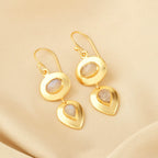 Gleaming Petals Rainbow Moonstone Earrings - La Vitá Jewels