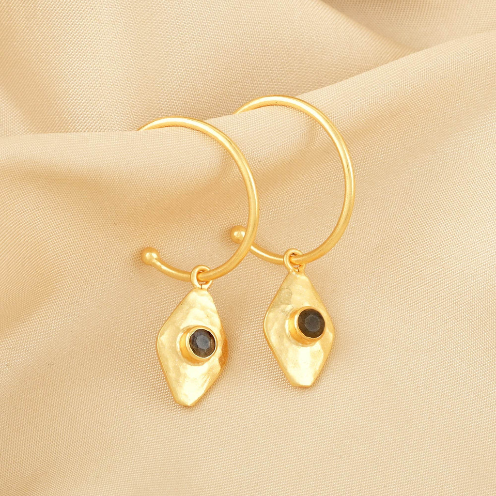 Dainty Labradorite Hoop Earrings - La Vitá Jewels