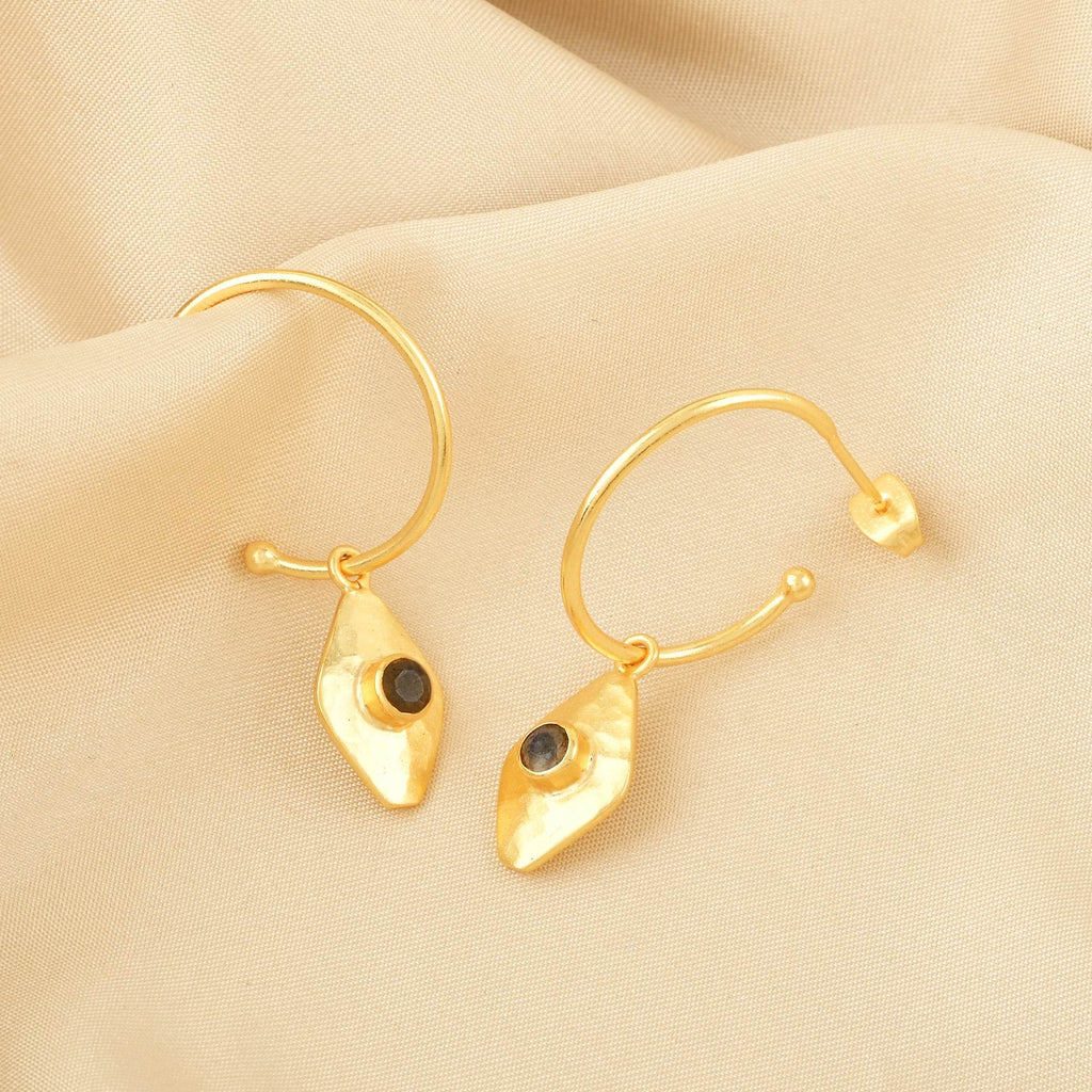 Dainty Labradorite Hoop Earrings - La Vitá Jewels