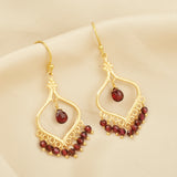 Garnet Fringe Dangle Earrings