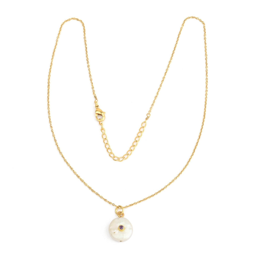 Baroque Pearl with Amethyst Gemstone Necklace - La Vitá Jewels