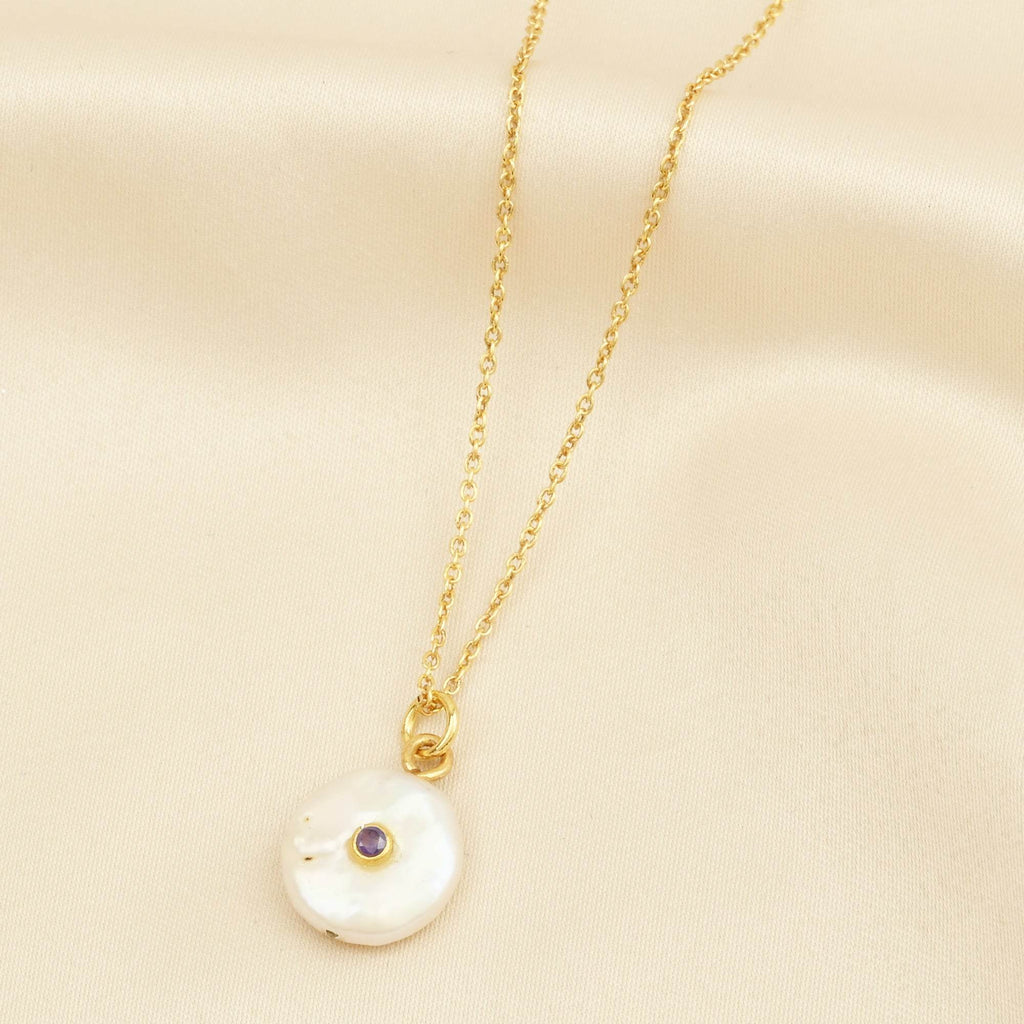 Baroque Pearl with Amethyst Gemstone Necklace - La Vitá Jewels