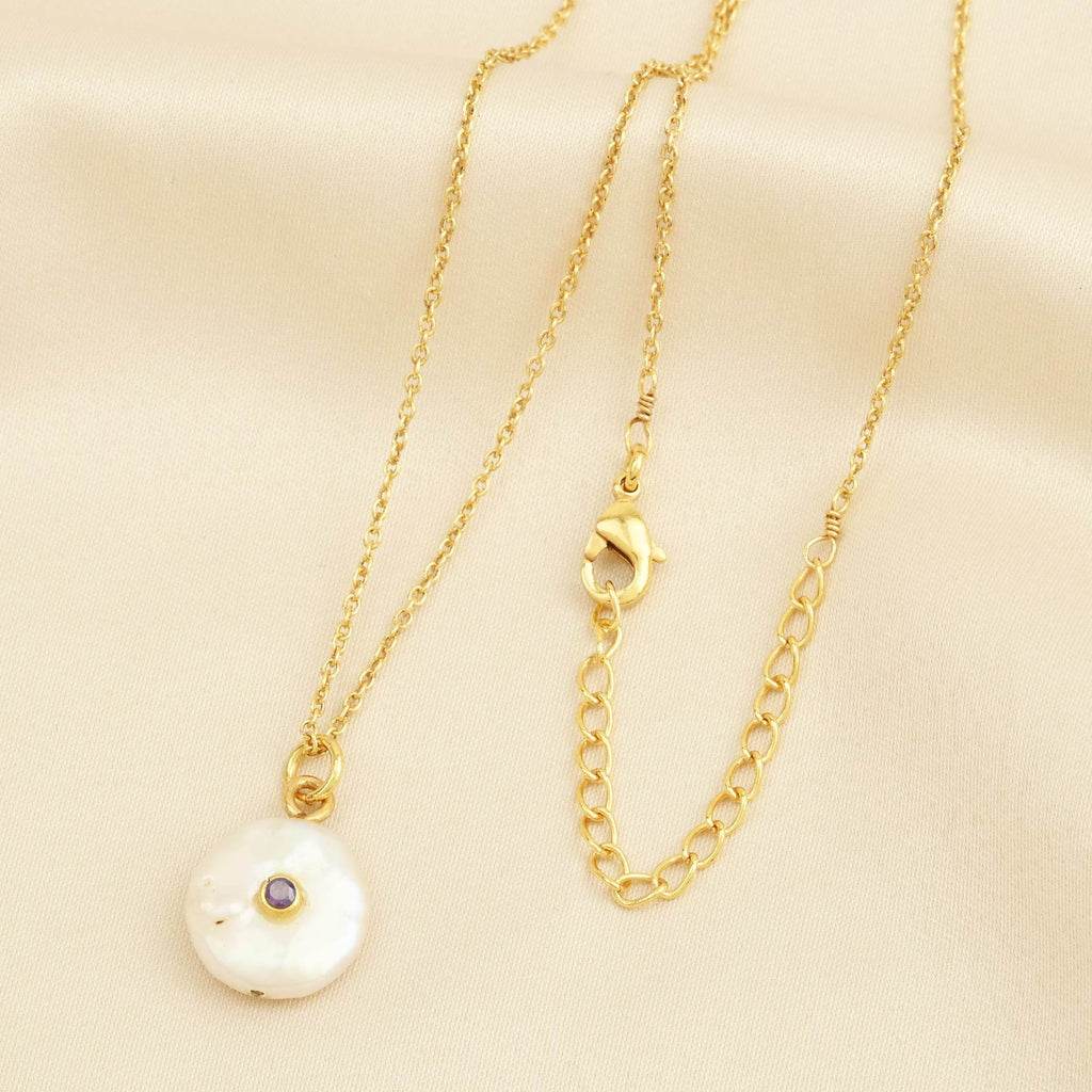 Baroque Pearl with Amethyst Gemstone Necklace - La Vitá Jewels