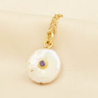 Baroque Pearl with Amethyst Gemstone Necklace - La Vitá Jewels