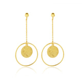 Circle Shape Hammered Dangle Earrings