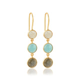 Labradorite, Aqua Chalcy, and Rainbow Dangle Earring