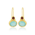 Aqua Chalcedony and Garnet Gemstone Earring - La Vitá Jewels