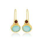 Aqua Chalcedony and Garnet Gemstone Earring - La Vitá Jewels