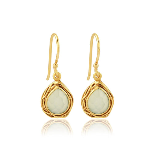Aqua Chalcedony Dangle Earrings - La Vitá Jewels