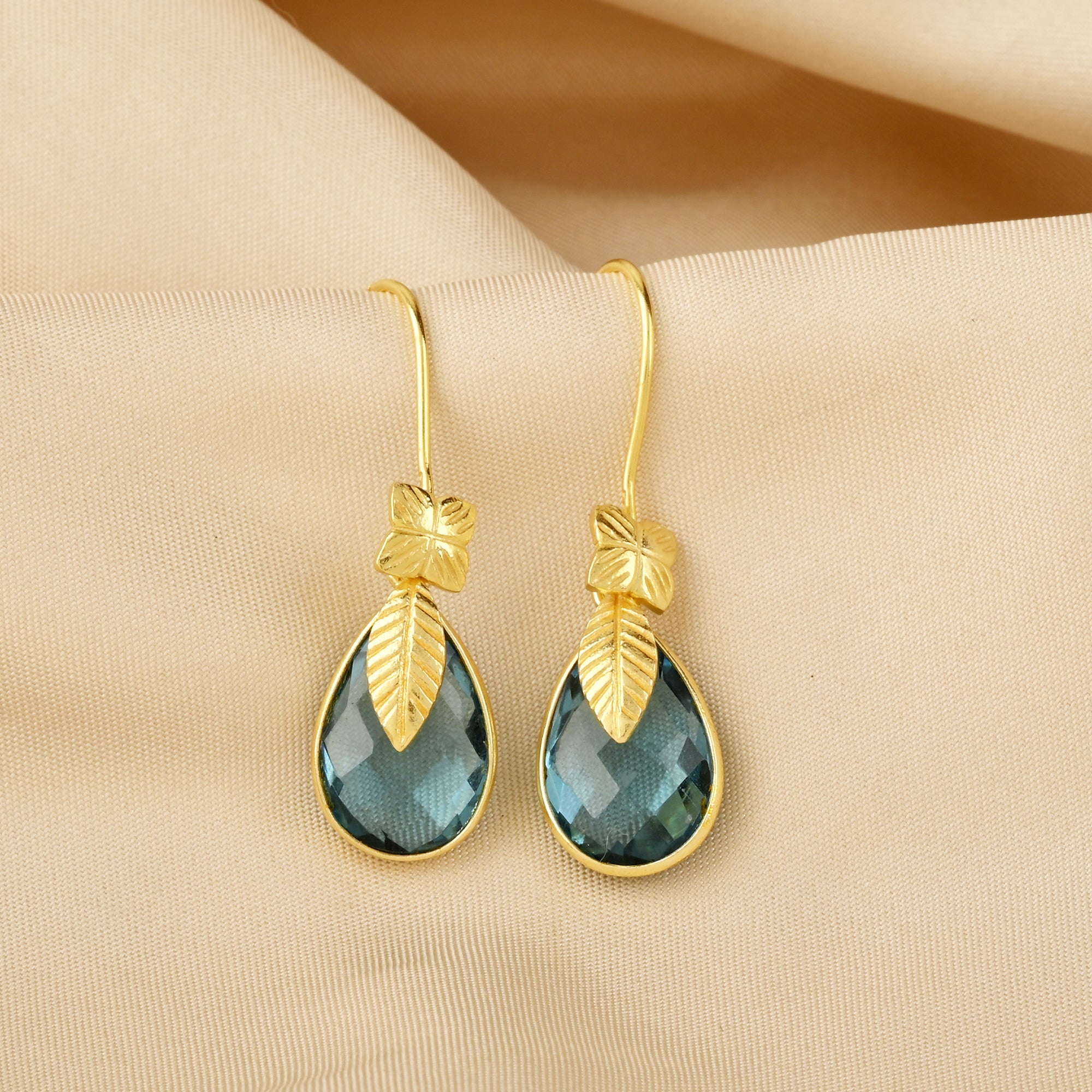 London BT and Green Chalcedony Dangle Earrings
