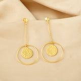 Circle Shape Hammered Dangle Earrings