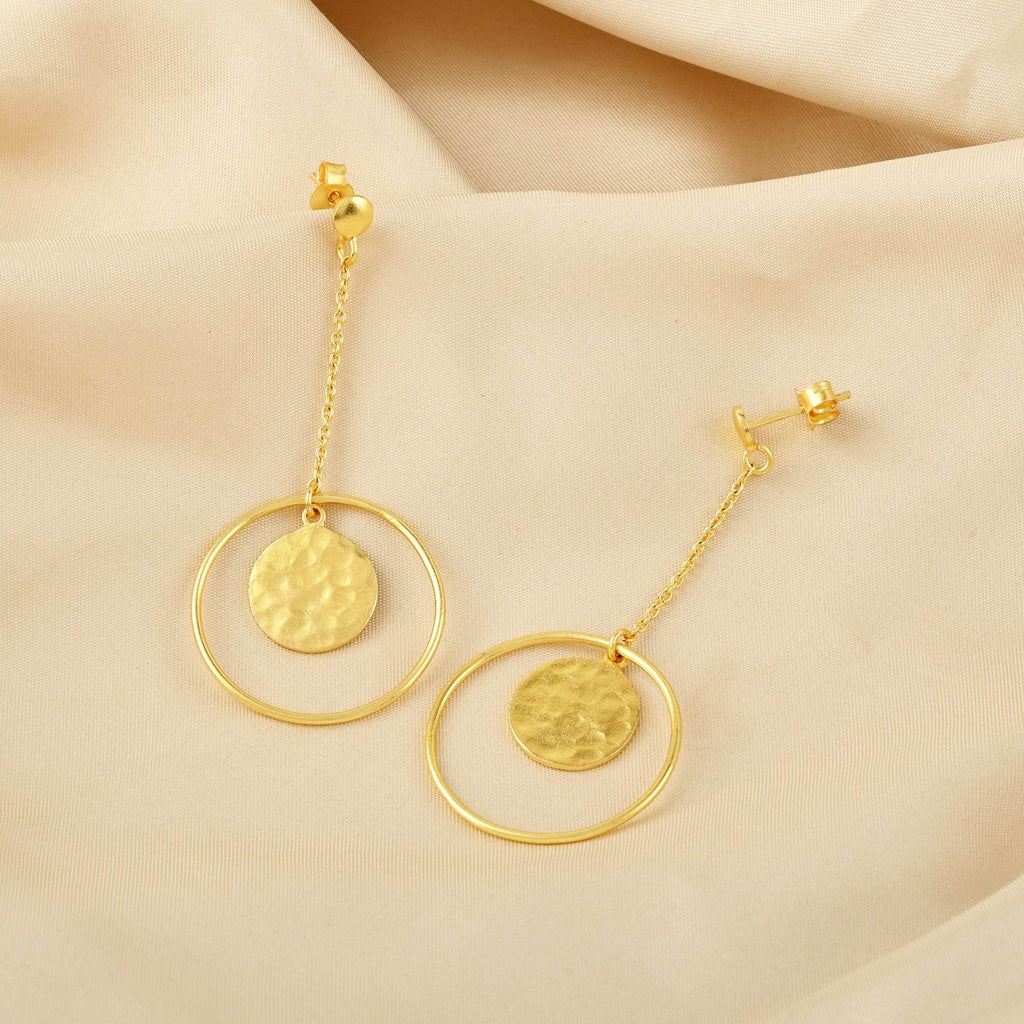 Circle Space Textured Earrings - La Vitá Jewels
