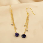 Blue sapphire and Labradorite stone Drop Earring - La Vitá Jewels