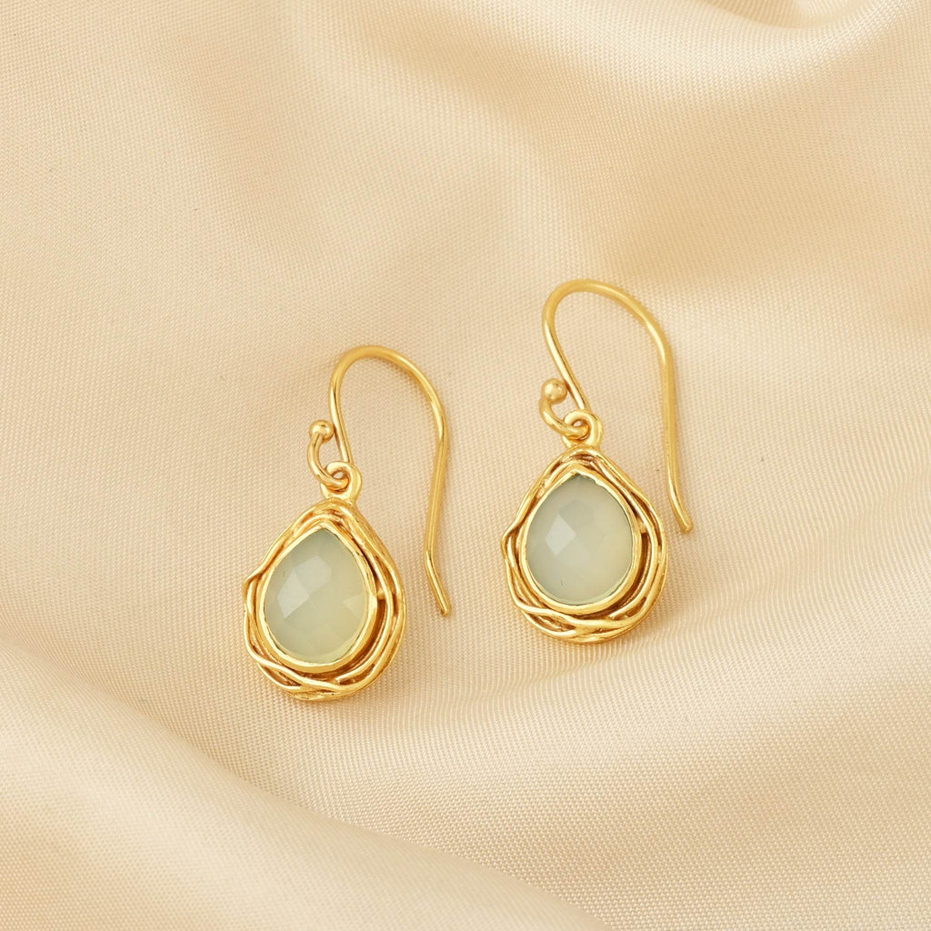 Aqua Chalcedony Dangle Earrings - La Vitá Jewels