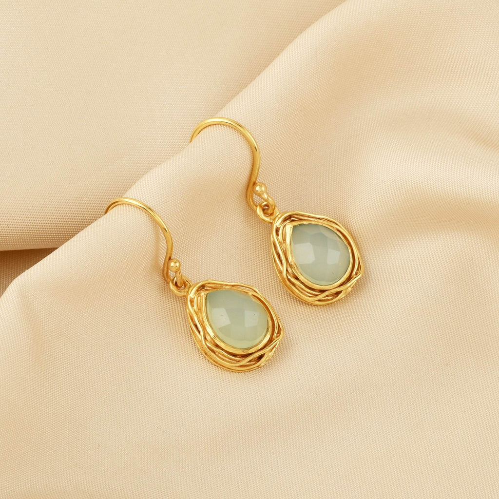 Aqua Chalcedony Dangle Earrings - La Vitá Jewels