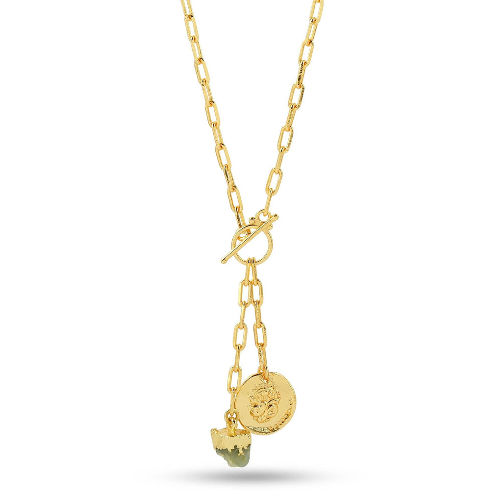 Round Disc with Aquamarine Rough Stone Necklaces - La Vitá Jewels