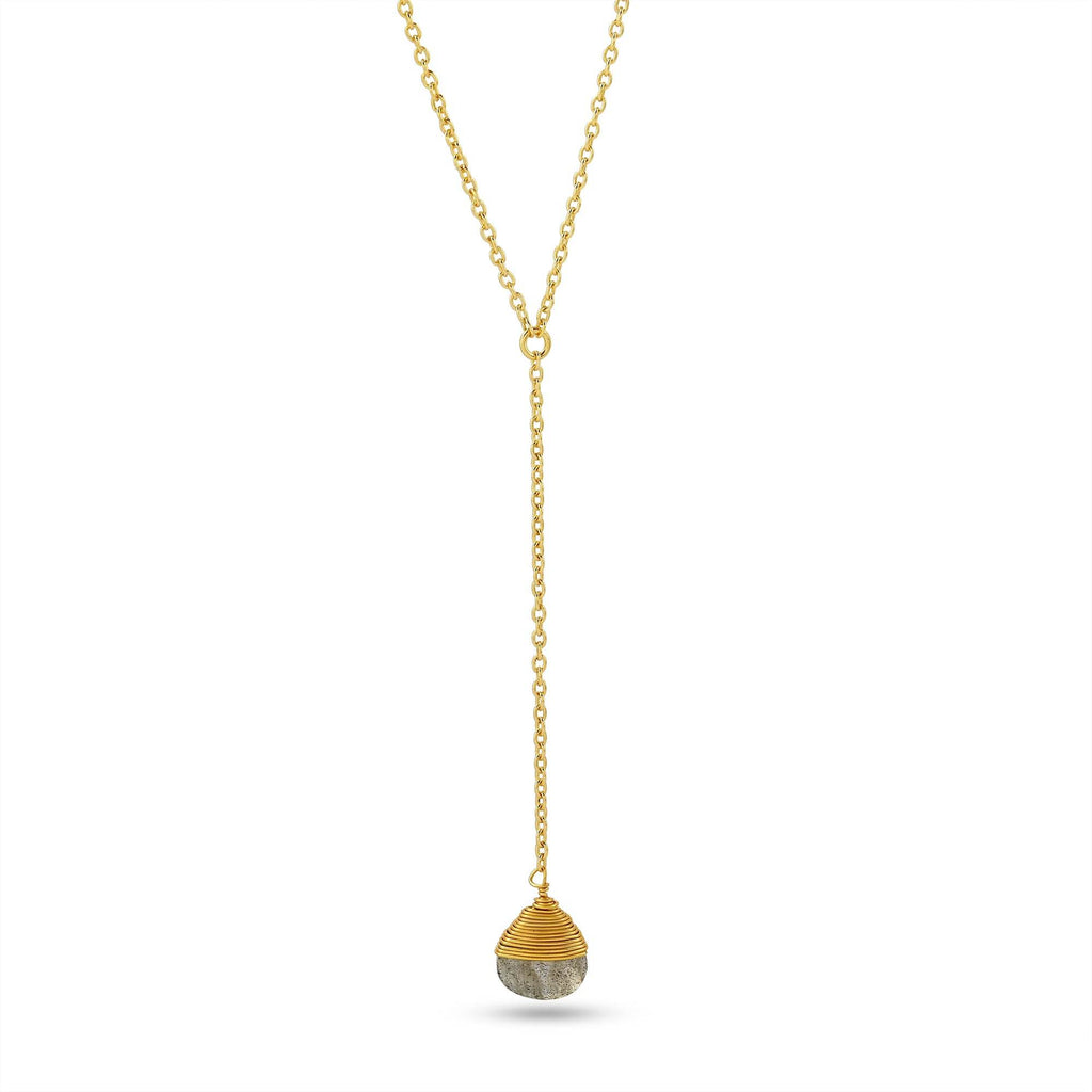 Labradorite and Rainbow Y shape Lariat Necklaces - La Vitá Jewels