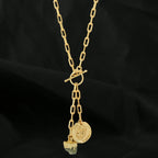 Round Disc with Aquamarine Rough Stone Necklaces - La Vitá Jewels