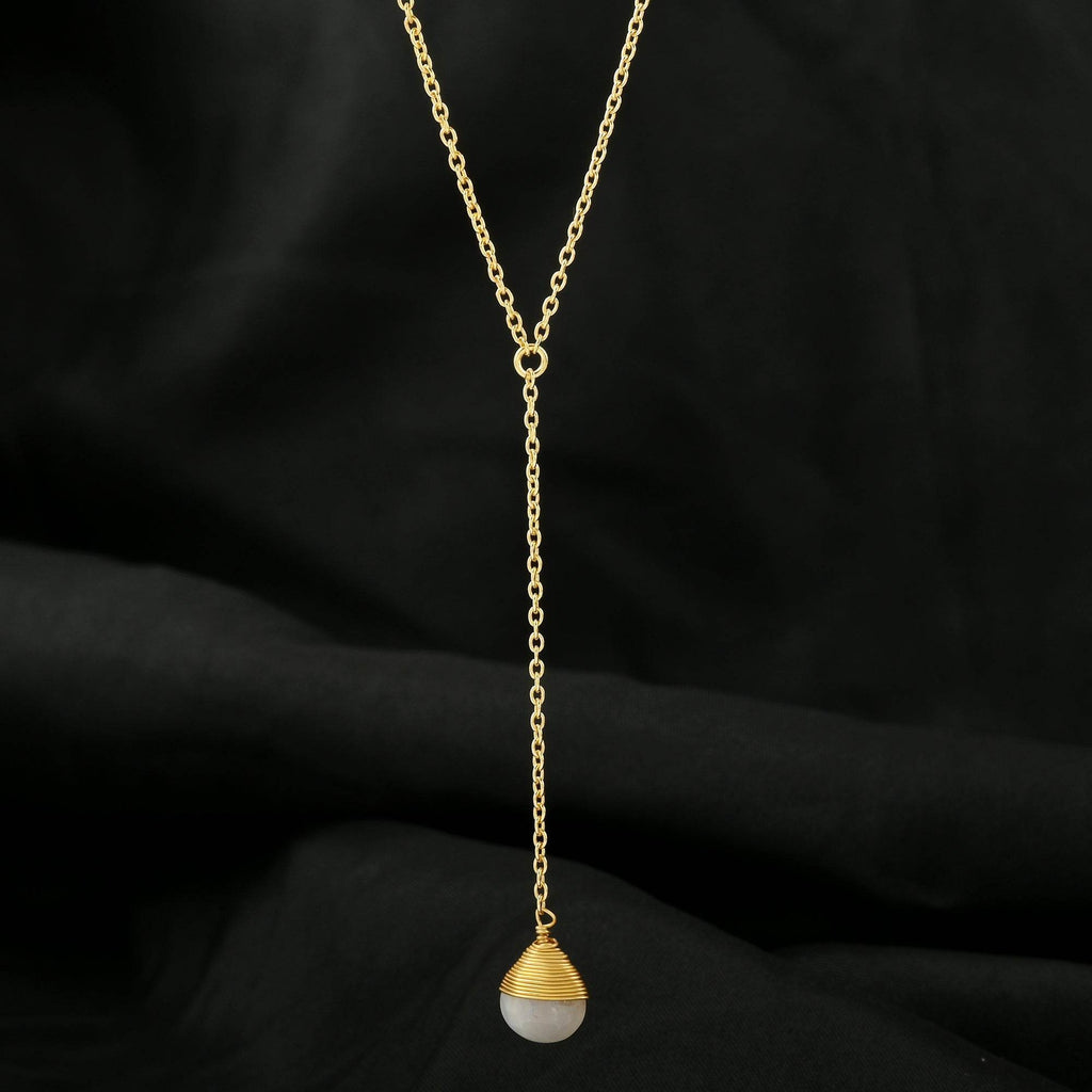 Labradorite and Rainbow Y shape Lariat Necklaces - La Vitá Jewels