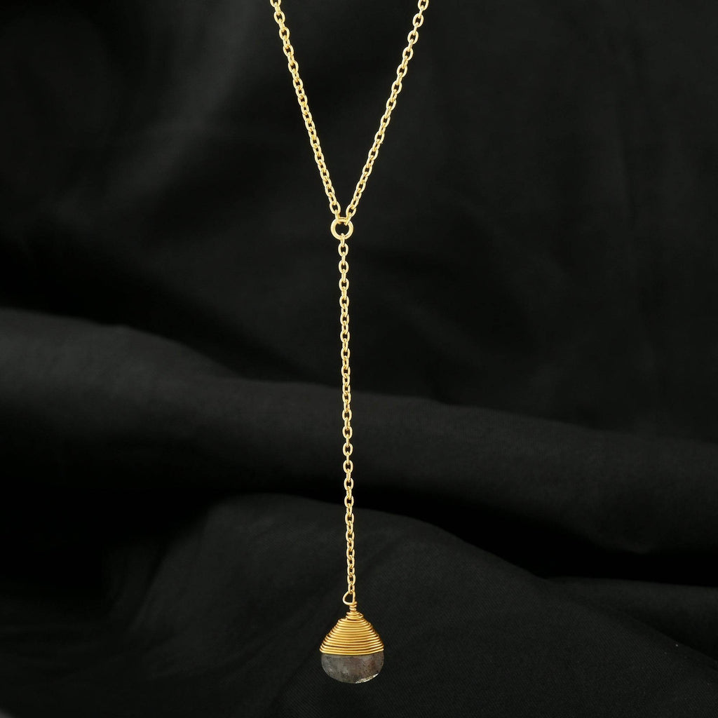 Labradorite and Rainbow Y shape Lariat Necklaces - La Vitá Jewels