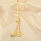 Round Disc with Aquamarine Rough Stone Necklaces - La Vitá Jewels