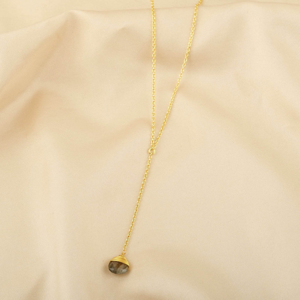 Labradorite and Rainbow Y shape Lariat Necklaces - La Vitá Jewels