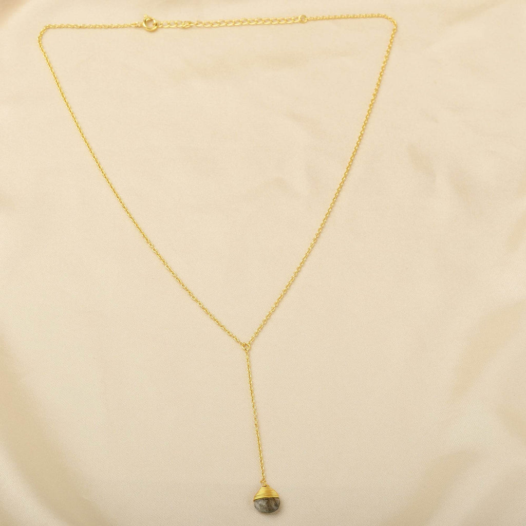 Labradorite and Rainbow Y shape Lariat Necklaces - La Vitá Jewels