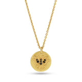 Lotus Disc with Black CZ Necklaces