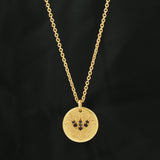 Lotus Disc with Black CZ Necklaces