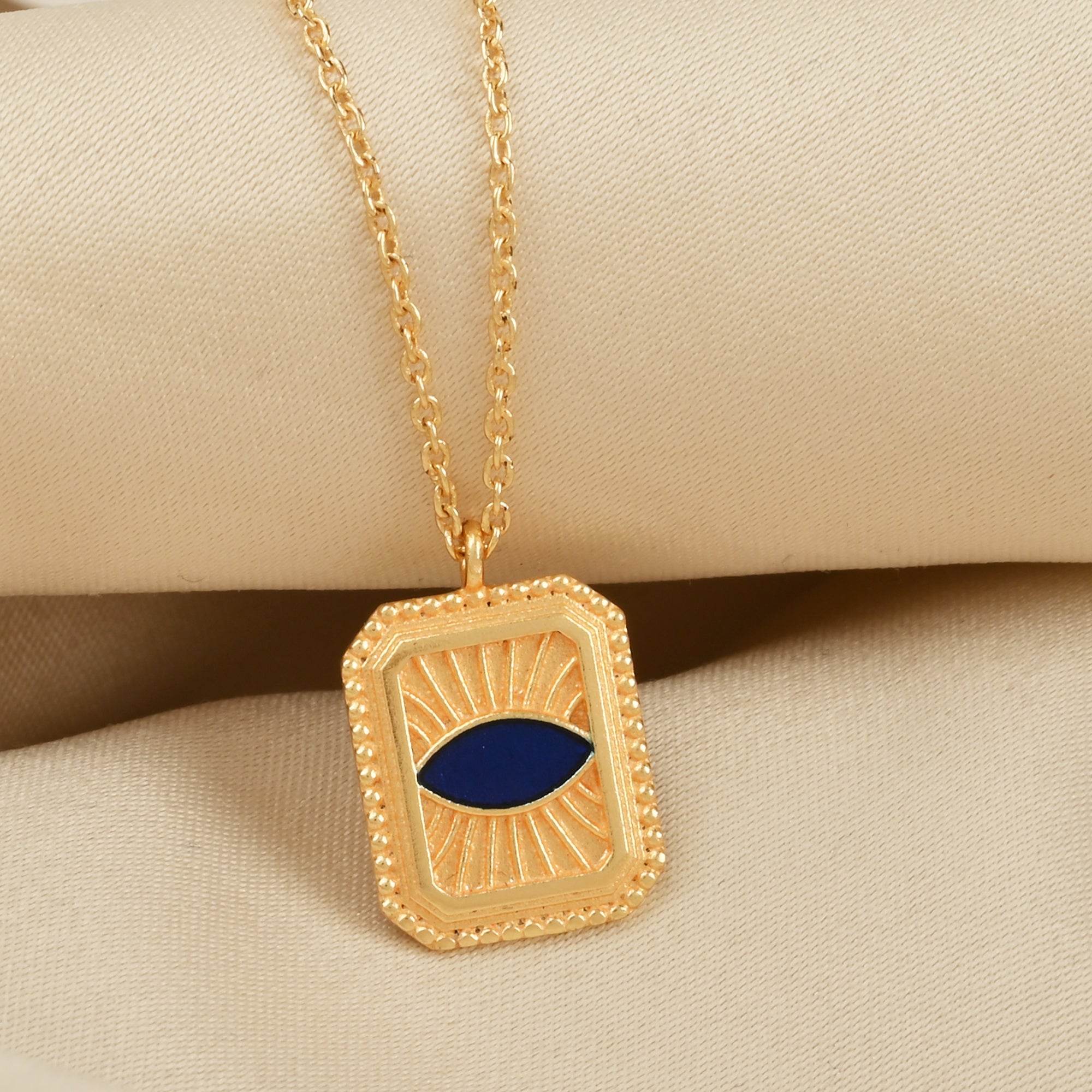 Cushion shape with Evil Eye Necklace - La Vitá Jewels