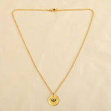 Lotus Disc with Black CZ Necklaces