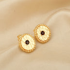 Celestial Charm Metal Beads Garnet Stud Earrings - La Vitá Jewels