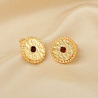 Celestial Charm Metal Beads Garnet Stud Earrings - La Vitá Jewels