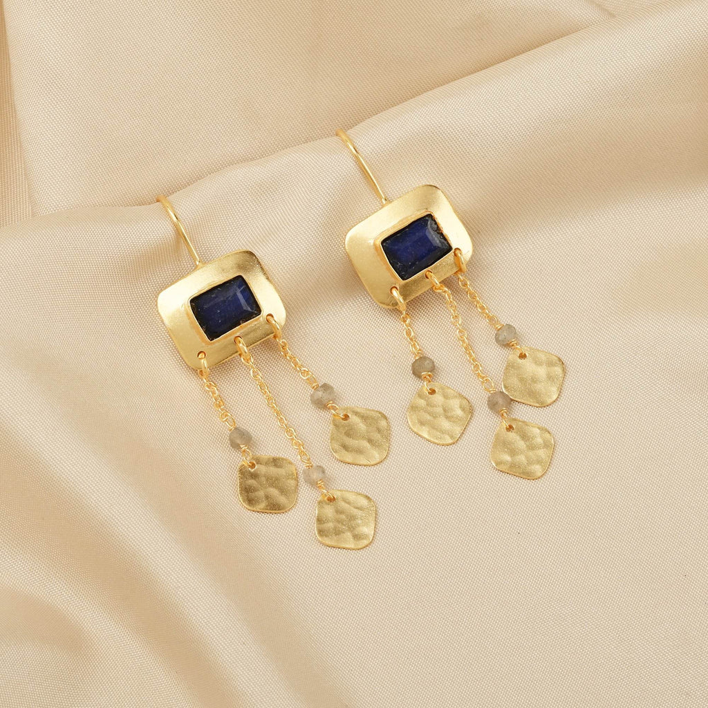Parnika Blue Sapphire and Labradorite Earrings - La Vitá Jewels