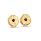 Celestial Charm Metal Beads Garnet Stud Earrings - La Vitá Jewels