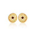 Celestial Charm Metal Beads Garnet Stud Earrings - La Vitá Jewels