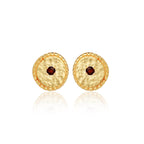 Celestial Charm Metal Beads Garnet Stud Earrings - La Vitá Jewels