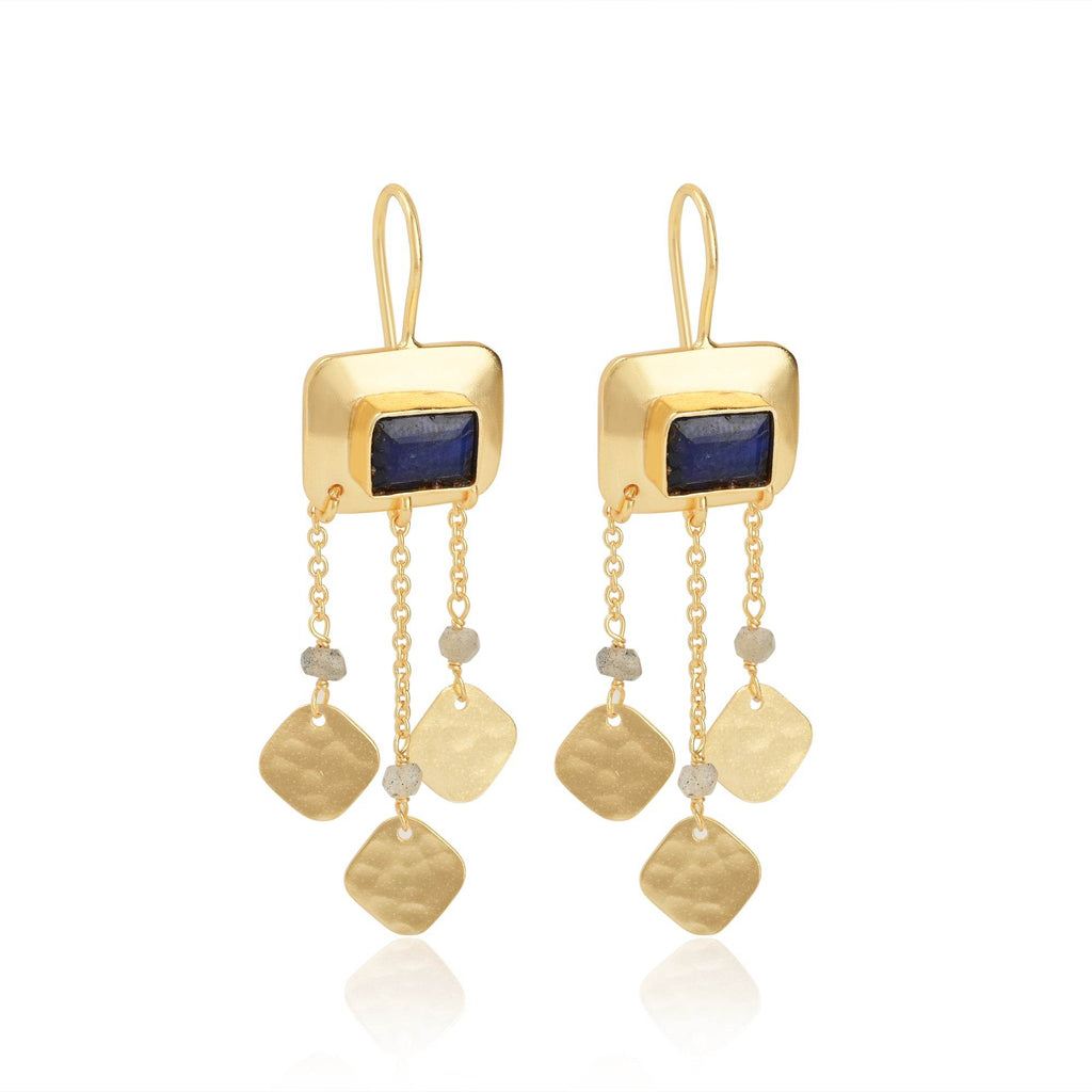 Parnika Blue Sapphire and Labradorite Earrings - La Vitá Jewels
