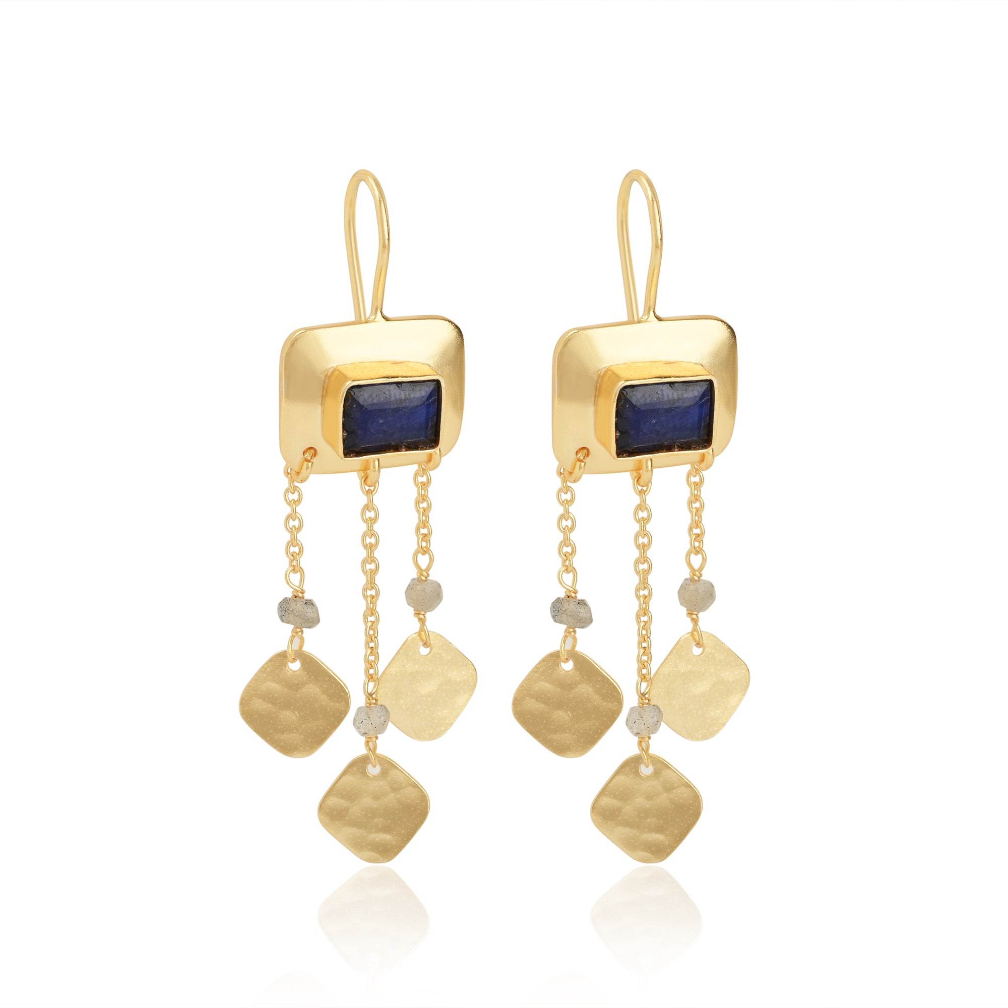 Parnika Blue Sapphire and Labradorite Earrings - La Vitá Jewels