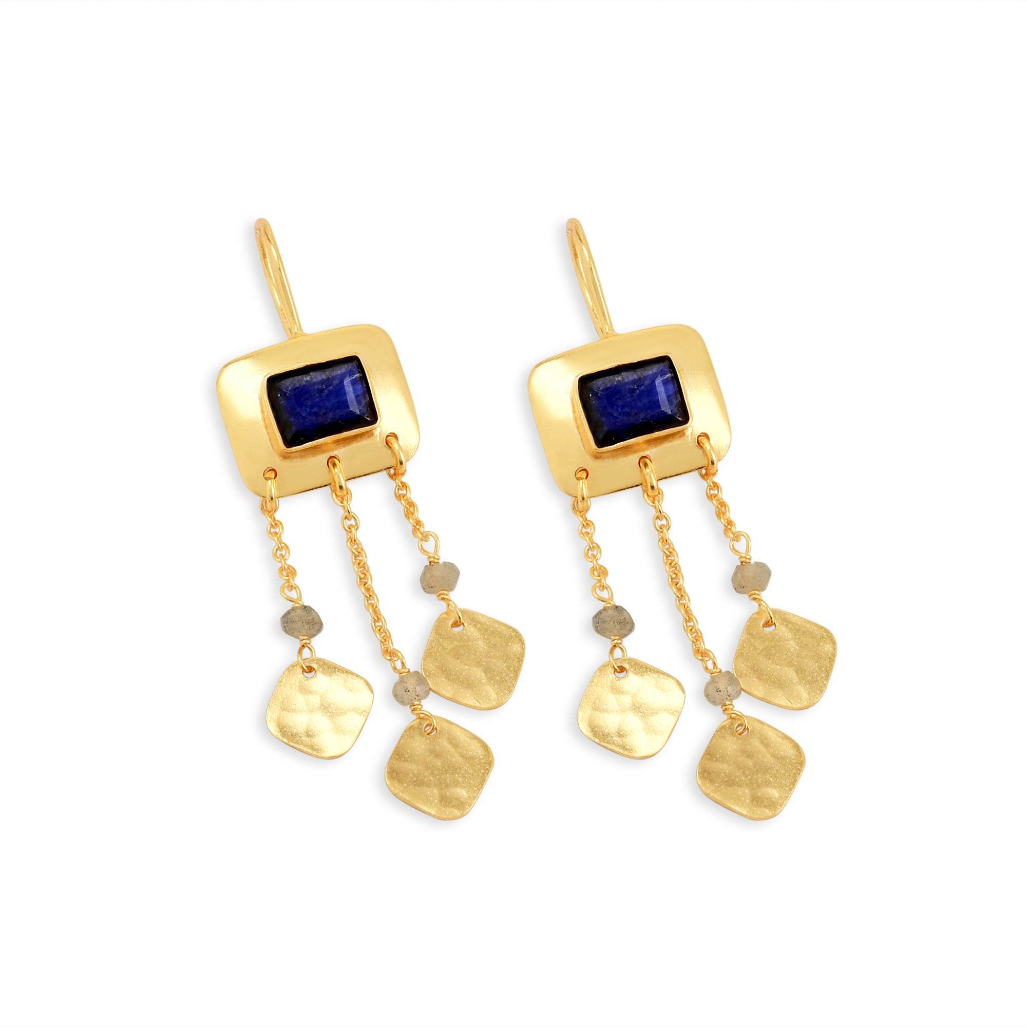 Parnika Blue Sapphire and Labradorite Earrings - La Vitá Jewels