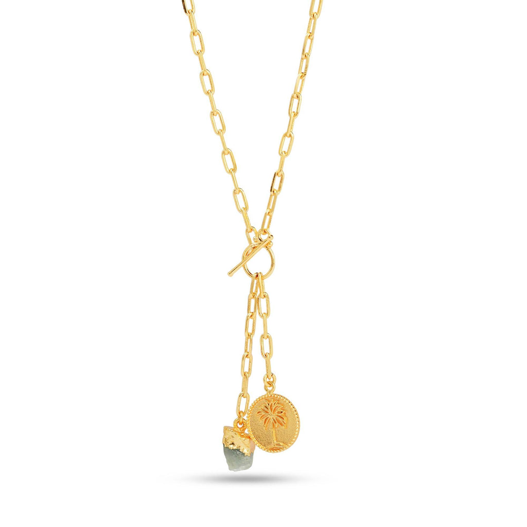 Palm Tree with Aquamarine Gemstone Necklaces - La Vitá Jewels