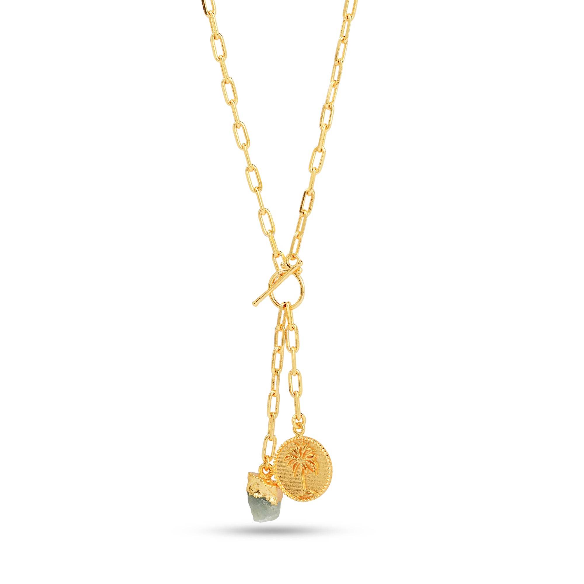 Palm Tree with Aquamarine Gemstone Necklaces - La Vitá Jewels