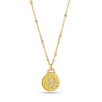 Hammered Disc with White Cubic Zirconia Necklaces - La Vitá Jewels