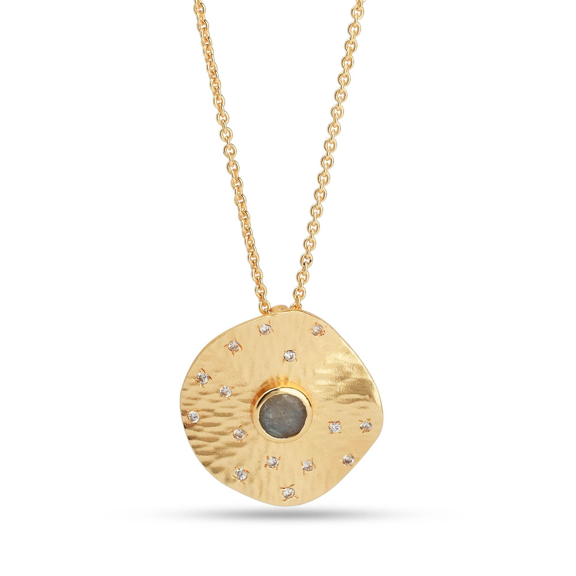 Labradorite and White CZ Sparkling Awareness Necklace - La Vitá Jewels