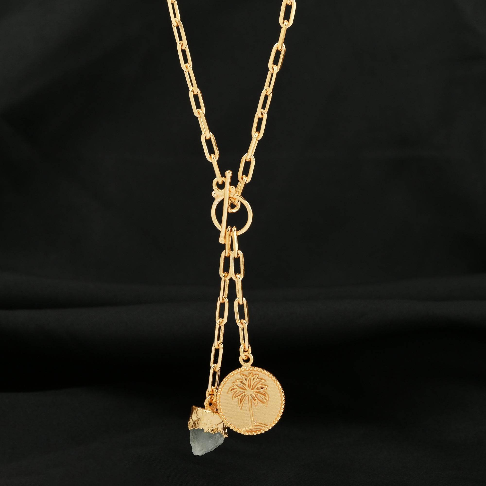 Palm Tree with Aquamarine Gemstone Necklaces - La Vitá Jewels