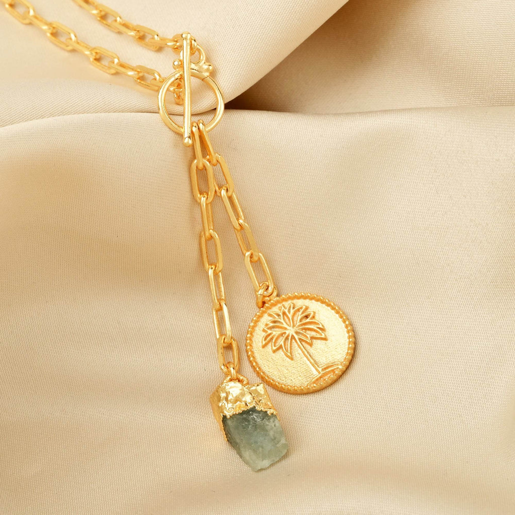 Palm Tree with Aquamarine Gemstone Necklaces - La Vitá Jewels