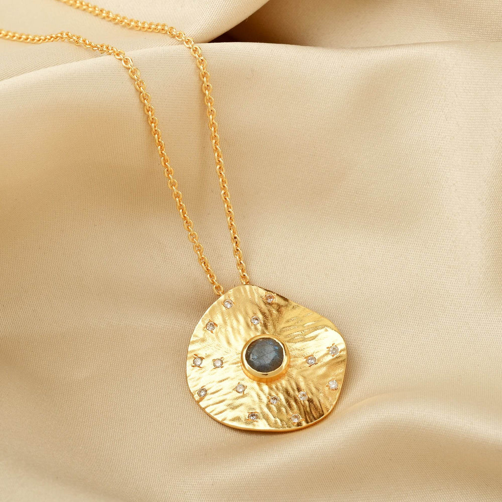 Labradorite and White CZ Sparkling Awareness Necklace - La Vitá Jewels